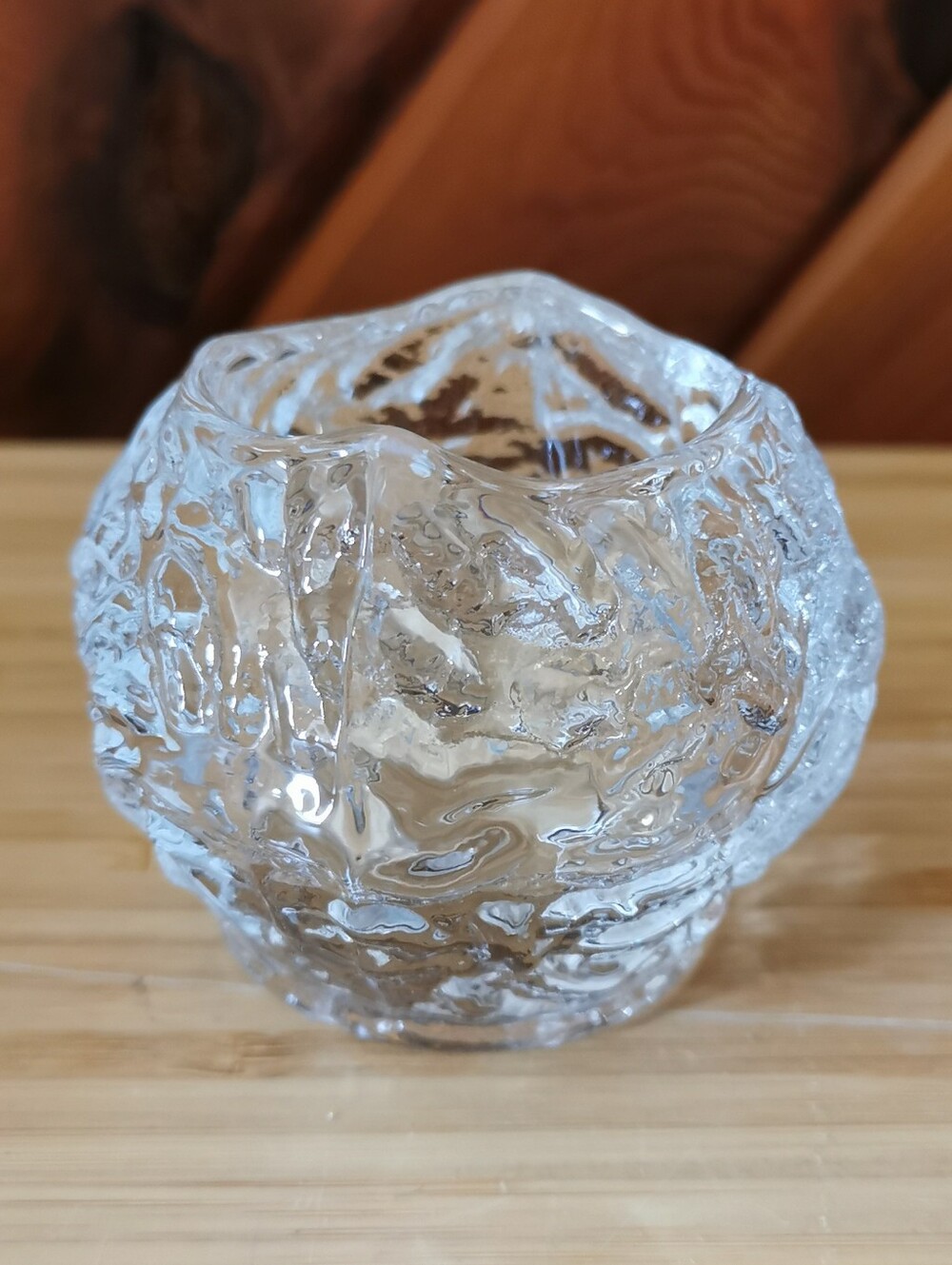 Vintage Kosta Boda Snowball Glass Candle Holder